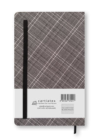 WOVEN HARDCOVER BLANK NOTEBOOK GREY TARTAN