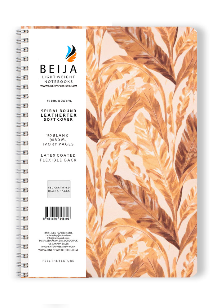 LASER CUT LEATHER SOFTCOVER SPIRAL NOTEBOOK AUTUMN LEAVES