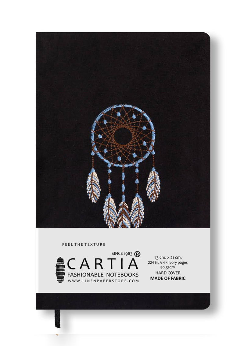 FABRIC HARDCOVER EMBROIDERY BLANK NOTEBOOK DREAMCATCHER