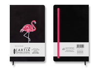 FABRIC HARDCOVER BLANK NOTEBOOK FLAMINGO