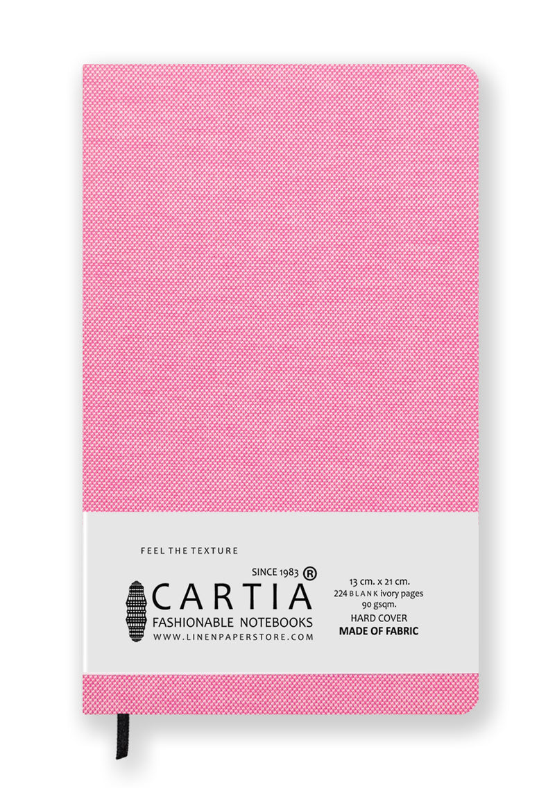 [OXFORD] STOFFEN HARDCOVER BLANK NOTITIEBOEKJE ROZE