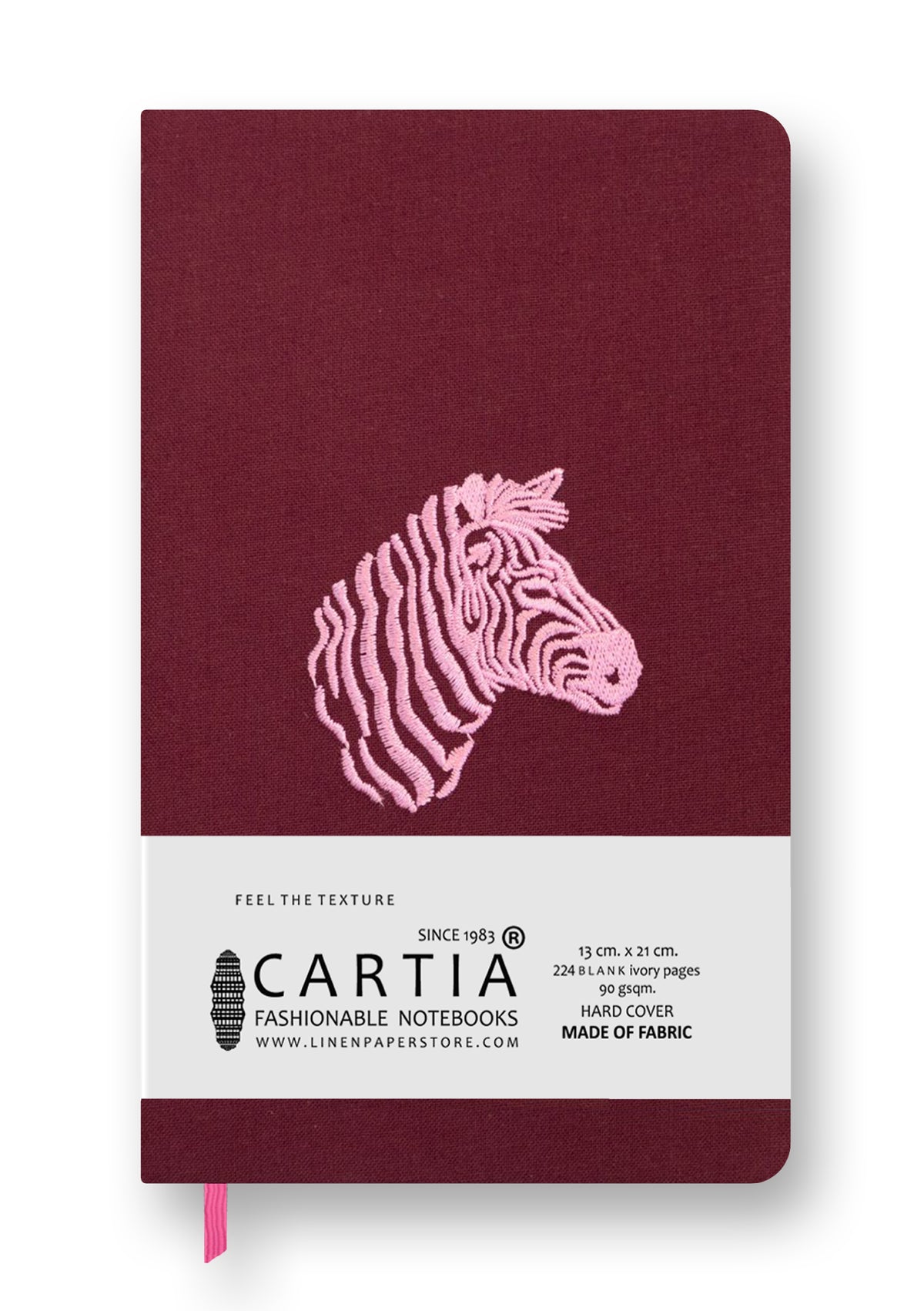 STOF HARDCOVER BLANCO NOTITIEBOEKJE ROZE ZEBRA [BOURGONDIË]