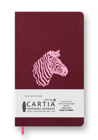 STOF HARDCOVER BLANCO NOTITIEBOEKJE ROZE ZEBRA [BOURGONDIË]