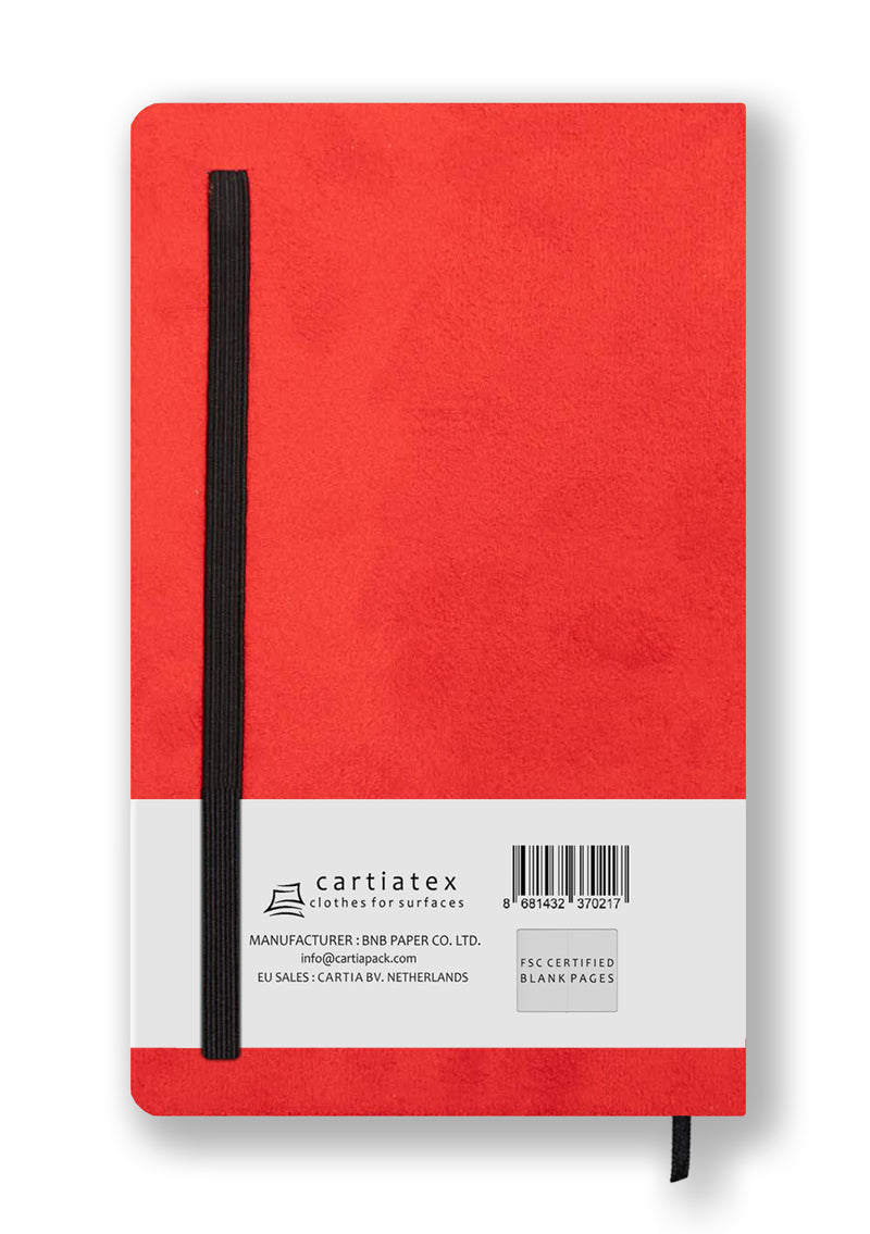 SUÈDE HARDCOVER BLANCO NOTITIEBOEKJE ROOD