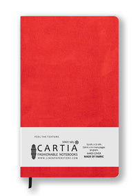 SUÈDE HARDCOVER BLANCO NOTITIEBOEKJE ROOD