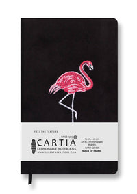 FABRIC HARDCOVER BLANK NOTEBOOK FLAMINGO