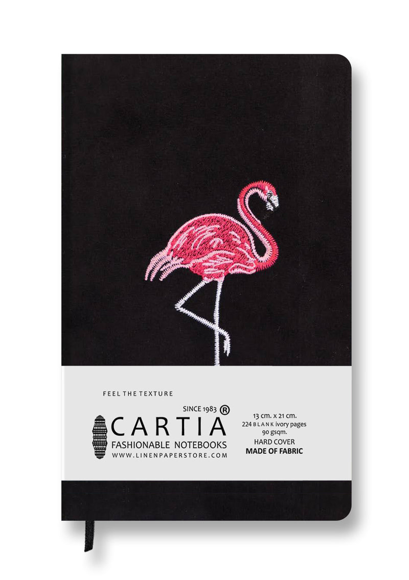 FABRIC HARDCOVER BLANK NOTEBOOK FLAMINGO