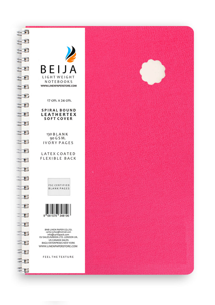 LASER CUT LEATHER SOFTCOVER SPIRAL NOTEBOOK FUCHSIA