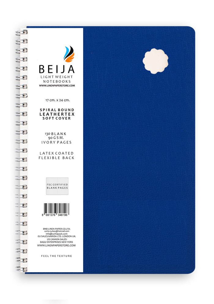 LASER CUT LEATHER SOFTCOVER SPIRAL NOTEBOOK NAVY BLUE