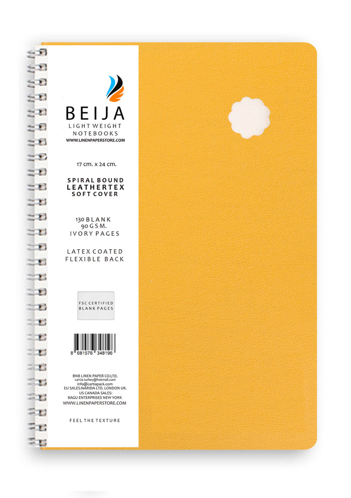 LASER CUT LEATHER SOFTCOVER SPIRAL NOTEBOOK YELLOW